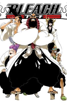 the poster for bleach, which features two men in black and white outfits