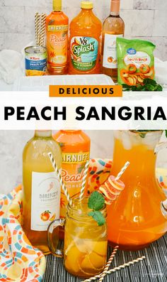 delicious peach sangria is served in mason jars