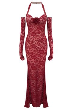 Halter Floral Lace Maxi Dress Burgundy DESIGN: Color: Burgundy Halterneck Sleeveless Floral detail Lace insert Gloves Mermaid design Open back design Concealed zipper at back Gentle Dry Clean Only Length: Maxi MATERIAL: Polyester + Cotton High quality durable fabric. Delicate sewing and hemming by durable needle lockstitch machine. YKK zipper (known as the most durable and reliable zippers manufactured today). To maintain the beauty of your garment, please follow the care instructions on the attached label. Color may vary due to lighting on images. The product images (without model) are closest to the true color of the item.     * Order one size up for a relaxed fit. * Pay special attention on measurements to ensure proper fit. * If you are between two sizes the larger one i Gown With Gloves, Lace Dresses For Women, Burgundy Design, Burgundy Lace Dress, Floral Lace Maxi Dress, Evening Maxi Dress, Mermaid Design, Floral Dress Formal, Mermaid Evening Gown