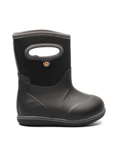 a pair of black rubber boots on a white background