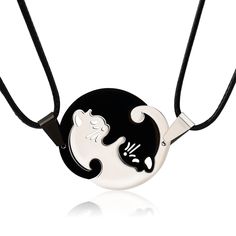 PRICES MAY VARY. 🐱【𝑪𝒂𝒕 𝒀𝒊𝒏 𝒀𝒂𝒏𝒈 𝑪𝒐𝒖𝒑𝒍𝒆 𝑵𝒆𝒄𝒌𝒍𝒂𝒄𝒆𝒔】- This puzzle cat pendant represents Yin and Yang, which is a 2pcs couple necklace set and suits for women, girls and men. It is designed with attractive pattern for couple and friends as a sign of love and connection between them. This will be a present to share equally. You can put them together and they perfectly fit in harmony! 🐱【𝑺𝒕𝒂𝒊𝒏𝒍𝒆𝒔𝒔 𝑺𝒕𝒆𝒆𝒍 𝑭𝒓𝒊𝒆𝒏𝒅𝒔𝒉𝒊𝒑 𝑵𝒆𝒄𝒌𝒍𝒂𝒄𝒆𝒔】- We choose durabl Matching Pendants For Couples, Matching Necklace For Couples, Friend Necklaces For 2, Best Friend Jewelry For 2, Cute Couple Jewelry, Yin Yang Necklace Couple, Couple Matching Necklaces, Kalung Couple, Friendship Necklaces For 2