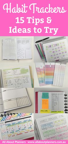 habit tracker tips and ideas to try spread layout inspiration monthly weekly colorful stickers highlighters sticker notes bullet journal-min Visual Tracking, Monthly Planner Template, Habit Tracker Printable, Colorful Stickers