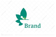 the logo for brand is designed with leaves and an arrow, which can be used as a