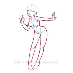 a drawing of a female figure with hands in the air and one hand out to her side