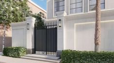 an artist's rendering of a gated entrance to a house