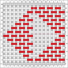 a cross stitch chart with red squares on it