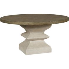 an oval table with two pedestals on each side and a circular top in grey concrete