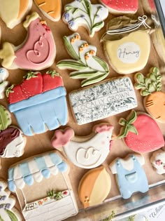 decorated cookies in the shape of farm animals