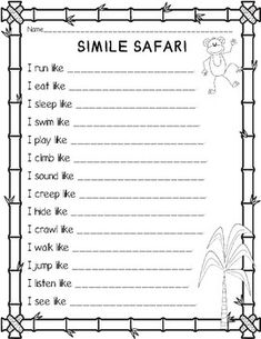 a printable worksheet with the words smile safari and an image of a