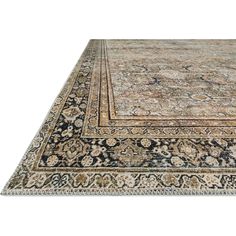 an antique persian rug is shown on a white background