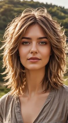 Medium Short Hairstyle Women Wavy Hair, Short Hair Lots Of Layers, Medium To Short Haircuts For Women, Hairstyles For Every Hair Type, Medium Short Haircuts For Women, Medium Short Haircuts, Best Hairstyles For Women, Thick Hair Cuts, Layered Haircuts For Medium Hair