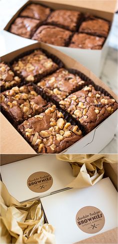 there are two boxes of brownies with nuts in them