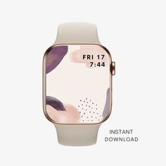 an apple watch with the date displayed on it's face and floral print design