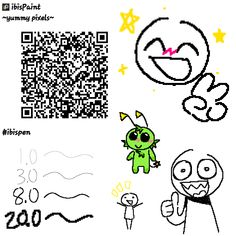 an image of some cartoon characters with qr code on the screen and other items