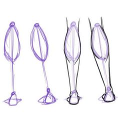 three different types of whips are shown in purple