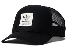 adidas Originals Dispatch Trucker 5-Panel High Crown Mesh-Back Adjustable Strapback Cap - Caps : Black/White : Protection with a style wearing adidas Originals Dispatch Trucker 5-Panel High Crown Mesh-Back Adjustable Strapback Cap. Curved brim. Mesh back panels. Adjustable snapback closure. Adidas trefoil embroidered at center front. 100% polyester. Spot clean. Imported. Measurements: Circumference: 24 in Brim: 9 in Trendy Snapback Hat With Flat Bill For Sports, Trendy Sports Snapback Hat With Flat Brim, Trendy Flat Brim Snapback Hat For Sports, Sporty Adjustable Trucker Hat With Logo Patch, Adidas Logo Adjustable Snapback Baseball Cap, Adjustable Adidas Logo Snapback Hat, Adidas Logo Adjustable Snapback Hat, Spring Sports Baseball Cap With Flat Bill, Adidas Logo Snapback Baseball Cap