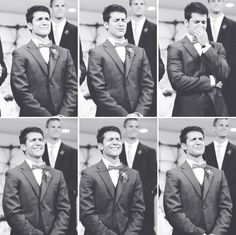 multiple shots of a man wearing a suit and bow tie