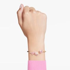 Gema bangle, Mixed cuts, Pink, Gold-tone plated | Swarovski Pink And Champagne, Cherry Blossom Flower, Pink Watch, Blue Watches, Rose Gold Watches, Swarovski Jewelry, Shades Of Pink, Single Earring, Bangles Jewelry