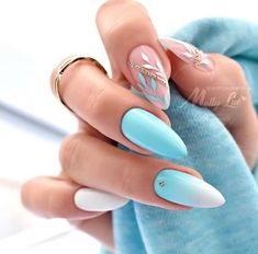 Blue Acrylic Nails, Nail Arts, Nail Polishes, Cute Acrylic Nails, Acrylic Nail Designs, Blue Nails, Wedding Nails