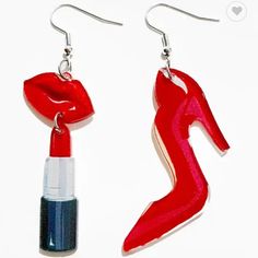 Lipstick And Heels Earrings For Unique Or Funny Earrings, Search: "Quirky" (In The Search Box In My Closet) I Ship Fast And Well Packaged. Bin10 Jessica Rabbit Earrings, Earrings Funny, Acrylic Gift, Funny Earrings, Red Wine Bottle, Fashion Grunge, Valentines Jewelry, Asymmetrical Design, Accessories Jewelry Earrings