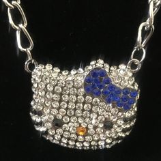 Xlarge Hello Kitty Blue Bow Crystal Necklace Condition: 100% Brand New Made Of Anti-Tarnish Nickel Free Alloy And Complemented With Various Colors Of Austrian Crystals Necklace With Toggle Clasp Closure 20" In Length The Kitty Face Measures 49mm (1.93 Inches) In Width And 44mm (1.73 Inches) In Height Hello Kitty Jewelry, Crystals Necklace, Y2k Accessories, Hello Kitty Backgrounds, Jewelry Accessories Ideas, Friendship Necklaces, Accessories Ideas, Blue Bow, Girly Jewelry