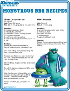 an advertisement for monsters bbq recipes