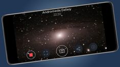 an image of a galaxy with the words andromeda galaxy on it's screen