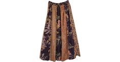 Designer Dori Patchwork Hippie Long Skirt in Clothing - This is a brown-toned vertical patchwork skirt in sunray or accordion pleats that start out smaller at the waist and get larger toward the hem - a design that is known to make you look taller; the long linear patchworks are joined together and highlighted on the seams by a thick bundled thread (dori) running from waist to hem to give a fascinating look. Features: Patchwork, Misses, Peasant, Printed, Bohemian, Patchwork Rayon Long Skirt. Brown Cotton Long Skirt, Bohemian Brown Pleated Maxi Skirt, Long Brown Cotton Skirt, Brown Pleated Tiered Skirt, Brown Long Cotton Skirt, Brown Patchwork Tiered Skirt, Brown Vintage Tiered Skirt, Vintage Brown Tiered Skirt, Casual Brown Patchwork Skirt