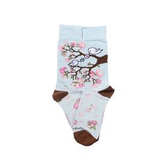 These are really great socks. A favorite amongst the Sock Panda family. A loving songbird in a blossoming tree. 85% Cotton, 10% Nylon, 5% Spandex . High quality fabric that will not rip or tear - Very Comfortable. Best if washed in cold water. With your purchase, the Sock Panda donates socks to someone in need. Thank you Cotton Socks For Spring Gift, Spring Cotton Socks Gift, Spring Gift Cotton Socks, Cute Blue Spring Socks, Donut Socks, Panda Family, Rainbow Dog, Magic Women, Fun Socks