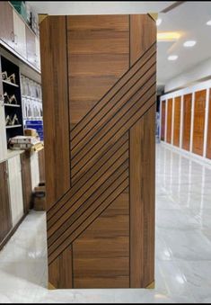 a tall wooden door in a store