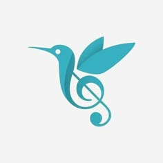 a humming bird with music notes in its beak