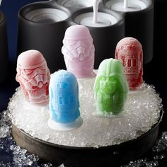 star wars candles are sitting on some ice