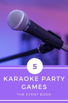 a microphone with the words karaoke party games in front of it and an image of a