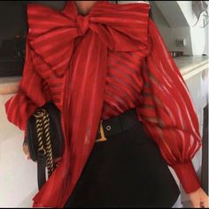 Brand New Beautiful And Statement Piece Elegant Red Party Tops, Trendy Red Office Blouse, Spring Formal Red Blouse, Elegant Fall Holiday Tops, Elegant Red Top For Evening, Elegant Red Tops For Evening, Elegant Red Evening Top, Red Tops For Winter Evening, Chic Holiday Tops For Spring