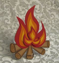 an origami fire with logs and flames