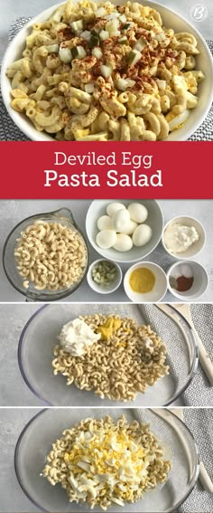 the steps to make deviled egg pasta salad