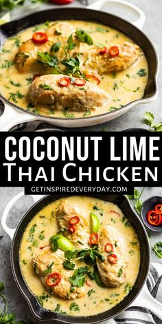 thai coconut lime chicken in a skillet