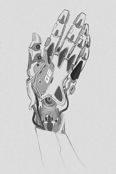 a drawing of a hand with multiple parts on it