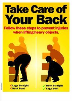 a poster with the words take care of your back and below it is an image of people