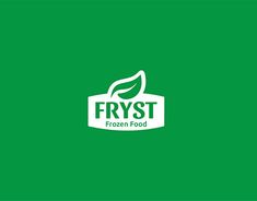 the logo for frozen food company frysst is shown on a green background with leaves