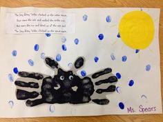 a child's handprint is displayed on a piece of paper