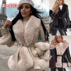 Item Type: Jackets & Coats Gender: Women Material: Faux Fur, PU Collar: Turn-down Sleeve Length: Full Package Includes: 1 x Jacket Size Info: Size Waist (cm / inch) Bust (cm / inch) S-M 45 / 17.72 53 / 20.87 L-XL 49 / 19.29 57 / 22.44 2XL-3XL 53 / 20.87 61 / 24.02 4XL-5XL 57 / 22.44 65 / 25.59 Fitted Winter Outerwear With Faux Fur Lining, Fitted Outerwear With Faux Fur Lining For Winter, Spring Leather Jacket With Faux Fur Lining, Chic Long Sleeve Leather Jacket For Winter, Hooded Leather Jacket With Faux Fur Trim For Fall, Fall Hooded Leather Jacket With Faux Fur Trim, Winter Leather Jacket With Pockets, Cold Weather Leather Jacket With Faux Fur Trim, Fitted Fur Coat For Cold Fall Weather