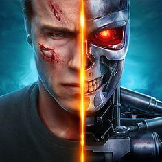 an image of a man with blood on his face and the words terminator geysts in front of him