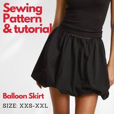 Create your own stylish Balloon Skirt with this easy-to-follow PDF sewing pattern, available in sizes XXS to XXL. Perfect for beginners and experienced seamstresses alike, this pattern features an elastic waistband for a comfortable, adjustable fit. The voluminous design adds a unique flair to any outfit, making it ideal for casual or dressy occasions. With detailed instructions and a versatile design, this Balloon Skirt pattern is perfect for those looking to expand their handmade wardrobe. Enj Elastic Waist Skirt Pattern, Skirt Pattern Easy, Custom Skirt, Balloon Skirt, Selling Handmade Items, Diy Skirt, Handmade Wardrobe, Elastic Waist Skirt, Skirt For Women