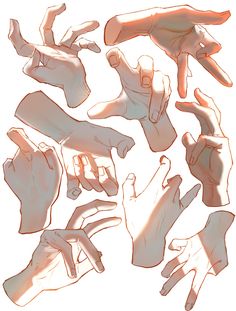 a bunch of hand gestures are shown in this drawing style, including the fingers and thumbnails