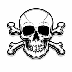 a skull and crossbones with two crossed bones in the center on a white background