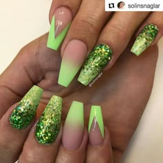 Wicked Nails, Ombre Coffin Nails, Ombre Coffin, Fly Nails, Coffin Nails Ombre, St Patricks Day Nails, Nails Trend, Nails Ombre, Festival Ideas