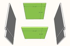 three different sizes of windows with measurements for each window and the top one is green