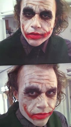 two photos of the joker with different facial expressions