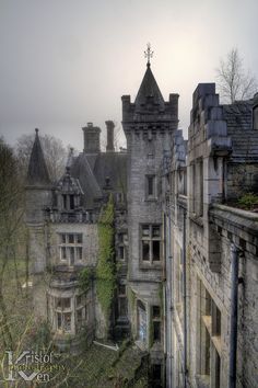 an old abandoned building with ivy growing on it